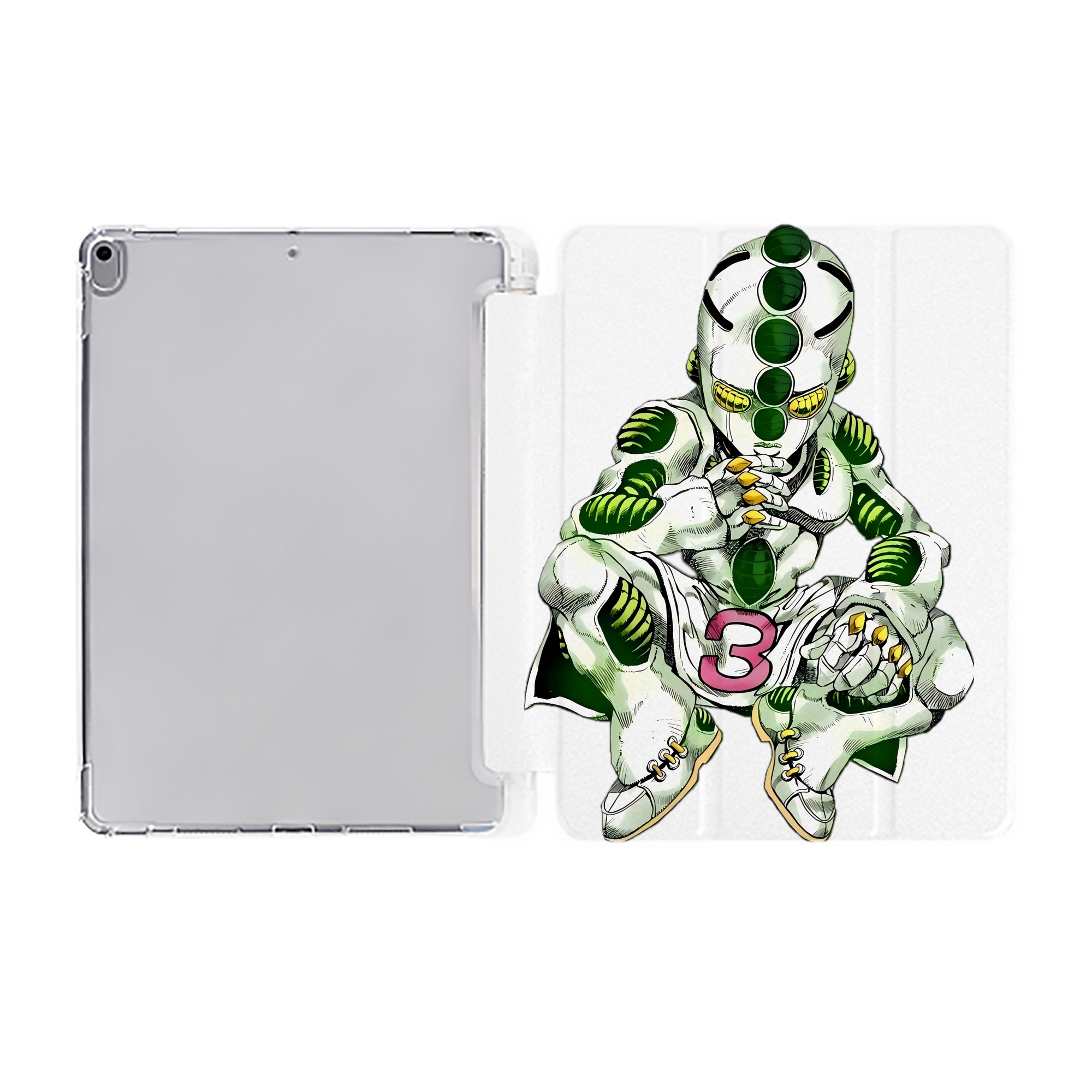 （画像用） ジョジョの奇妙な冒険 広瀨康一 JoJo's Bizarre Adventure Hirose Koichi IPad ケース ペン収納付き 三つ折りスタンド PUレザー×シリコン 対応機種9.5/10.5/10.9インチ